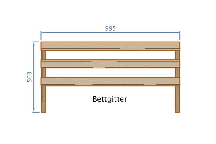 Bettgitter/Rausfallschutz | klein (100cm) - Fichte - gewachst mit Bienenwachs