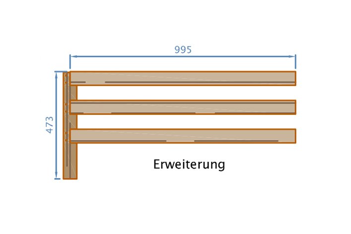 Bettgitter/Rausfallschutz | Erweiterung (+100cm) | Fichte - gewachst mit Bienenwachs