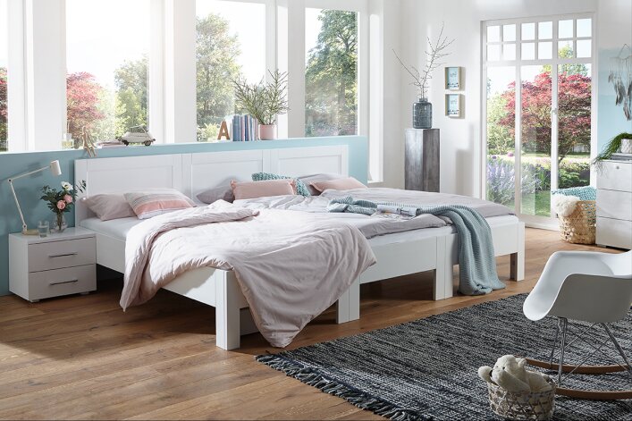 Letto familiare RÜGEN | Faggio - laccato bianco (240-270x200 cm)