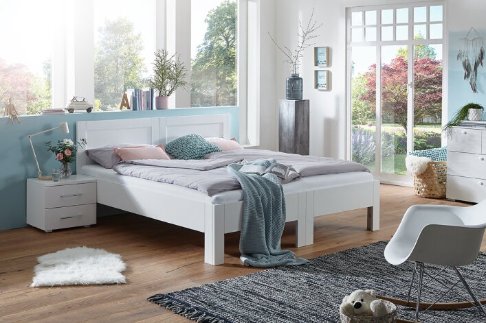 Familiy Bed RÜGEN | Beech - white lacquered (240-270x200cm)