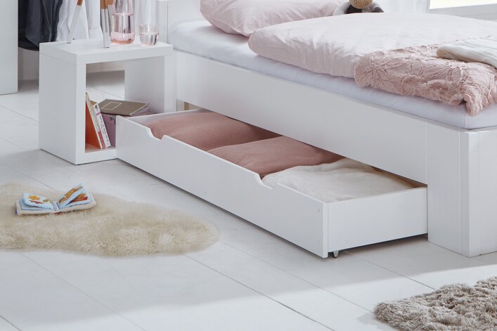 Under Bed Storage Drawers CAPRI | Beech - White lacquered