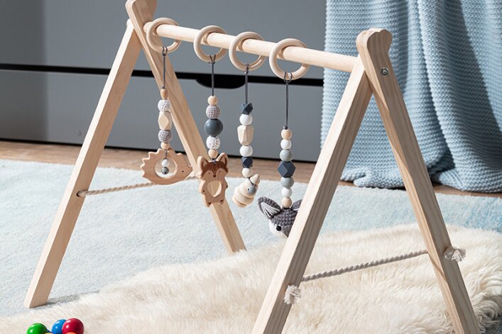 Wooden Triangle With Hanging Toys for Your Baby | RIMA